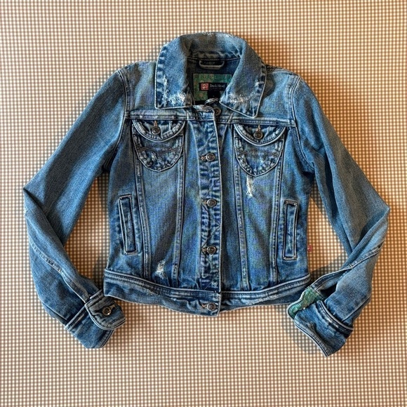 Duck Head women’s Jean Jacket trucker distressed denim. Size Small.Pockets - Picture 3 of 11